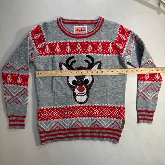 Tipsy Elves Rudolph the Red-Nosed Reindeer Light-Up Sweater XS Gray Red Christma - Picture 3 of 9